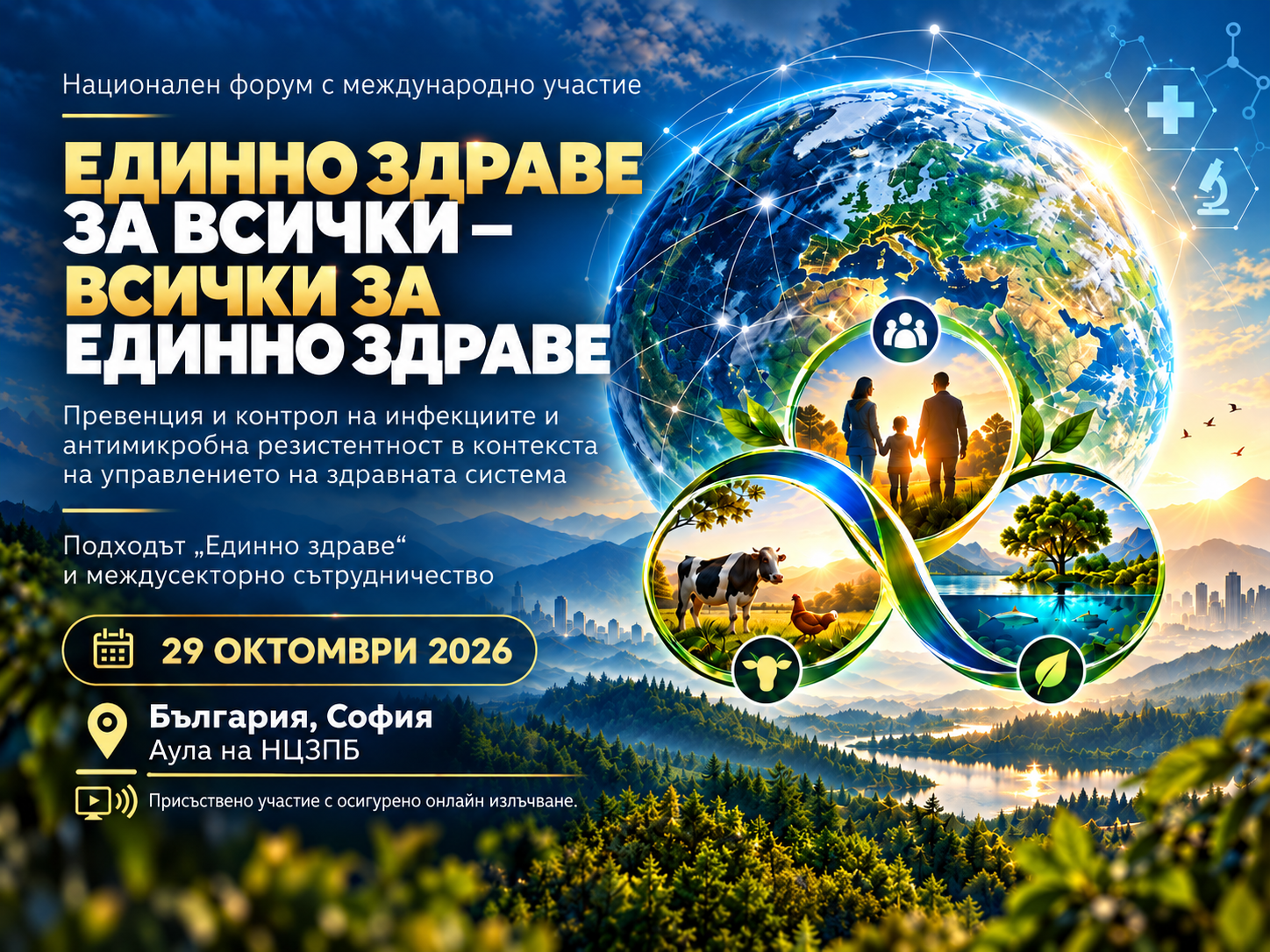 Национален форум с международно участие — ЕДИННО ЗДРАВЕ ЗА ВСИЧКИ – ВСИЧКИ ЗА ЕДИННО ЗДРАВЕ 29 октомври 2026 г.